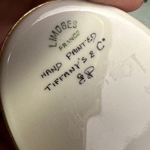 Limoges Tiffany and Co hand painted cat trinket box pink blanket orange cat - Picture 5 of 7